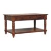 Turned Legs 2 Drawer Coffee Table - Brown - Image 2