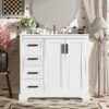 36" Bathroom Vanity With Sink, Soft Close Doors, Adjustable Shelf & 3 Drawers - White - Image 2