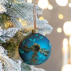Christmas Ball Ornaments, Glass Decorative Hanging Ball Christmas Tree Ornaments For Holiday Party Decorations (Set of 4) - Blue