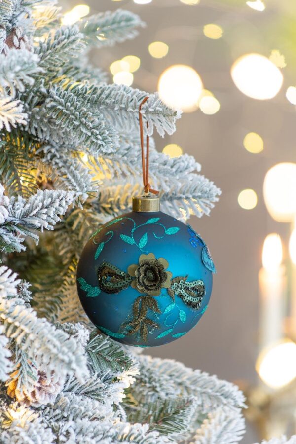 Christmas Ball Ornaments, Glass Decorative Hanging Ball Christmas Tree Ornaments For Holiday Party Decorations (Set of 4) - Blue