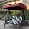 2 Piece High Back Chair Cushion Set Tufted Patio Or Rocking Chair Cushions For Garden Or Porch - Blue Stripe - Image 16