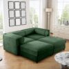 Stylish Modern Chenille 2 Seater Sofa With Ottoman Storage And Cylindrical Armrests - Green - Image 13