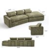 Modern Minimalist Modular Sectional Sofa Upholstered Cloud Couch With Deep Seats Fabric Right Facing Chaise - Green - Image 3