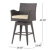 Outdoor Modern Rattan Swivel Barstool With Tapered Legs - Beige / Multibrown - Image 3