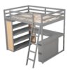 Full Size Loft Bed With Ladder, Shelves, And Desk - Gray - Image 2