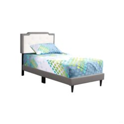 Deb - Twin Bed - Light Gray / White