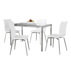 Fuji Mason - Upholstered Swivel Contemporary Dining Set, Glass, 5 Piece - Multicolor