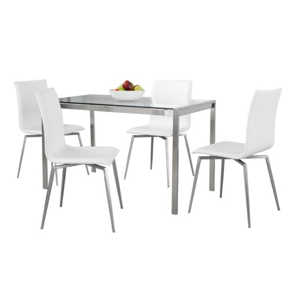 Fuji Mason - Upholstered Swivel Contemporary Dining Set, Glass, 5 Piece - Multicolor