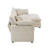 Light Corduroy L Shaped 2 Seater Sofa With Ottoman For Small Living Spaces - Beige - Image 8