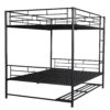 Full Over Full Bunk Bed With Shelf And Guardrails - Black - Image 3