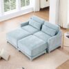 Elegant 2 Seater Sofa With Ottoman And Lumbar Pillows Chenille High Quality Wood - Sky Blue - Image 18