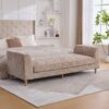 Modern Upholstered End Of Bed Bench With Armrests And Chenille Fabric - Wheat - Image 5