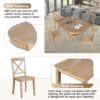 Modern Dining Table Set For 4, Round Table And 4 Kitchen Room Chairs, 5 Piece Kitchen Table Set For Dining Room, Dinette, Breakfast Nook - Natural Wood Wash - Image 5