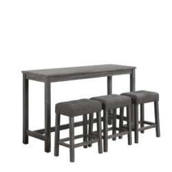 Oriana - 4 Piece Counter Height Pub Table Set With Tufted Stools - Gray