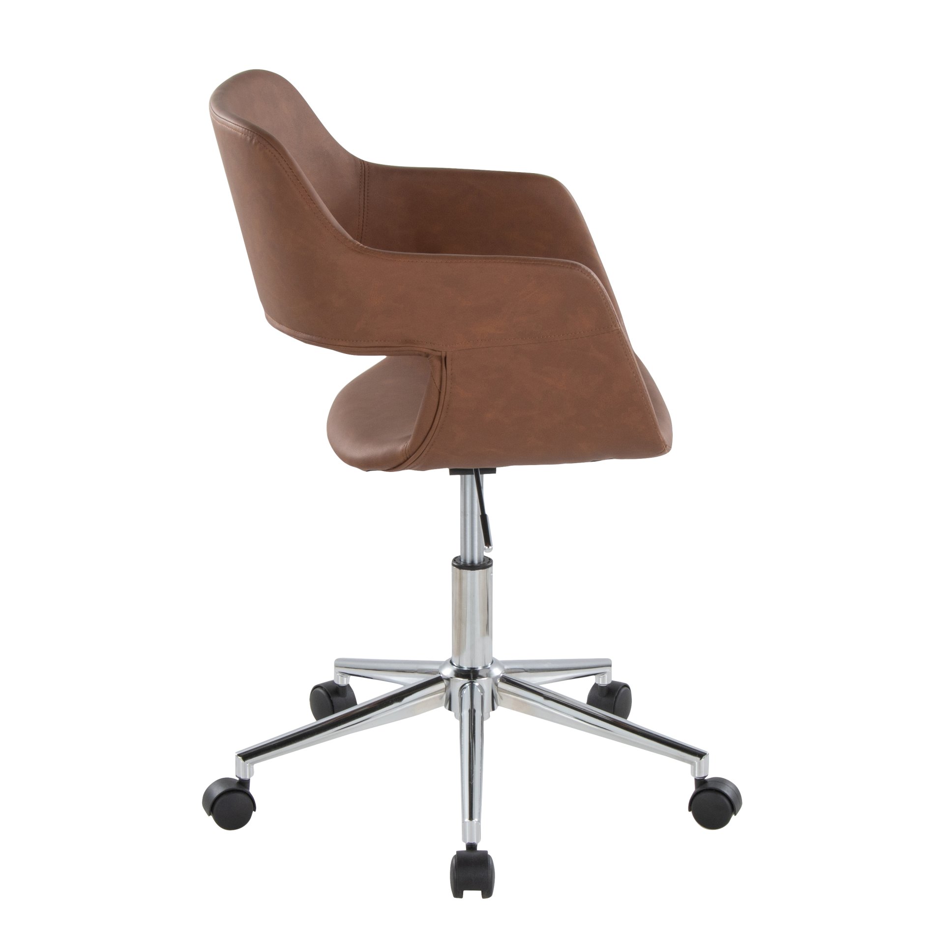 Margarite - Contemporary Task Chair - Chrome / Brown - Image 2