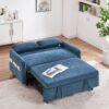 Pull Out Sleep Sofa Bed Loveseats Sofa Couch With Adjsutable Backrest, Storage Pockets, 2 Soft Pillows, USB Ports For Living Room, Bedroom, Apartment, Office - Blue - Image 10