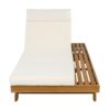 Acacia Wood Lounge Chaise Set With Headrest And Water Resistant Cushions - Beige - Image 10
