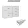 Modern White 6 Drawer Dresser For Bedroom, Ample Storage Wide Chest Of Drawers, Sturdy & Safe - Antique White - Image 3