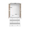 Hollow Pattern 2 Door 3 Drawer Wardrobe, The Collision Of Wood Color, Suitable For Bedrooms And Dressing Rooms - White - Image 7