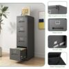 Premium 4 Drawer File Cabinet With Lock Metal Vertical File Cabinet For Office Or Home In Steel, A4 Legal / Letter Size - Brushed Nickel - Image 6