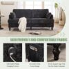 Modern Style Chenille 2 Seater Sofa With LED Light, USB Port And Storage Bag - Black - Image 9