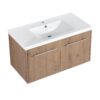 Floating Bathroom Vanity With 36" Cabinet And Resin Sink Soft Close Doors Plywood Construction - Imitative Oak - Image 6