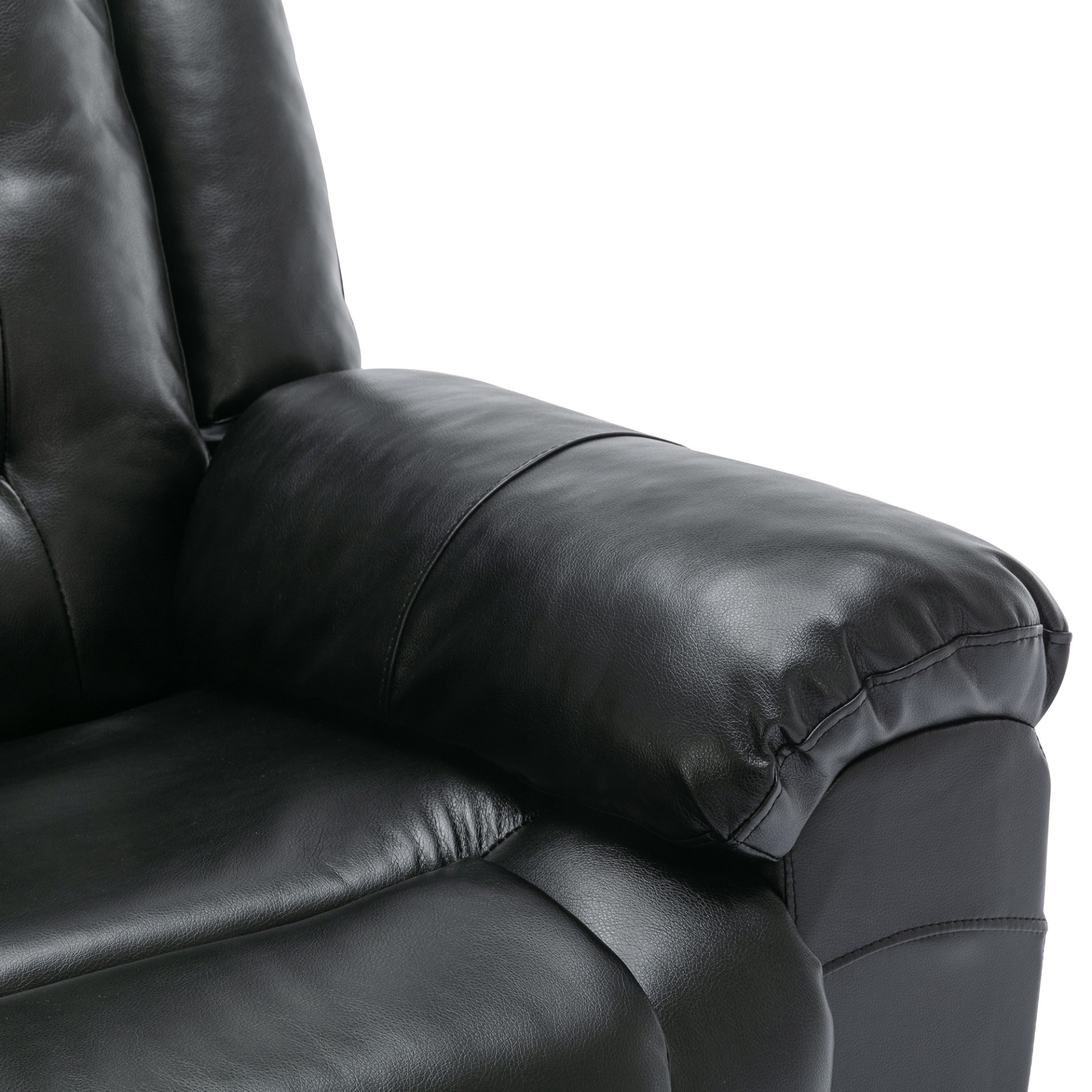 3 Seater Home Theater Recliner Manual Recliner Chair With Two Built-In Cup Holders For Living Room - Black - Image 19