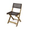 Evergreen - Outdoor Wooden Bistro Chair With Wicker Back - Brown - Image 8
