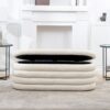 Fuji - Upholstered Oval Storage Bench - Ivory White - Image 11