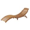 Outdoor Wood Folding Chaise Lounge - Brown - Image 5