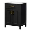 Bathroom Vanity Combo With Ceramic Sink, Luxurious Space-Saving Vanity, 2 Soft Close Doors - Black - Image 15
