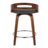 Cassis - Mid-Century Modern Fixed Height Counter Stool With Swivel With Round Footrest (Set of 2) - Walnut / Gray - Image 5