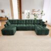 Modern Style 4 Seater Sofa Set With 2 Ottomans Frame - Premium Green - Image 14