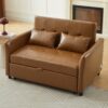 Convertible Sleeper Bed, Adjustable Oversized Armchair With 3 USB Ports For Small Space - Brown - Image 11