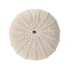 Bordeaux - Knitted Cotton Round Pouf, Versatile Ottoman And Floor Cushion - Beige - Image 5