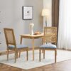 French Country Dining Chairs With Elegant Cane Backrest & Upholstered Seats Frame (Set of 2) - Slate Blue - Image 5