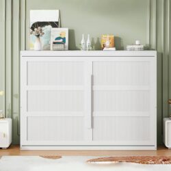 Queen Size Murphy Wall Bed Modern Design With LED Lights - White