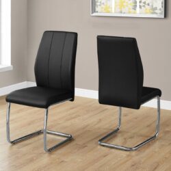 Dining Chair, Side, Upholstered For Dining Room, Modern (Set of 2) - Black