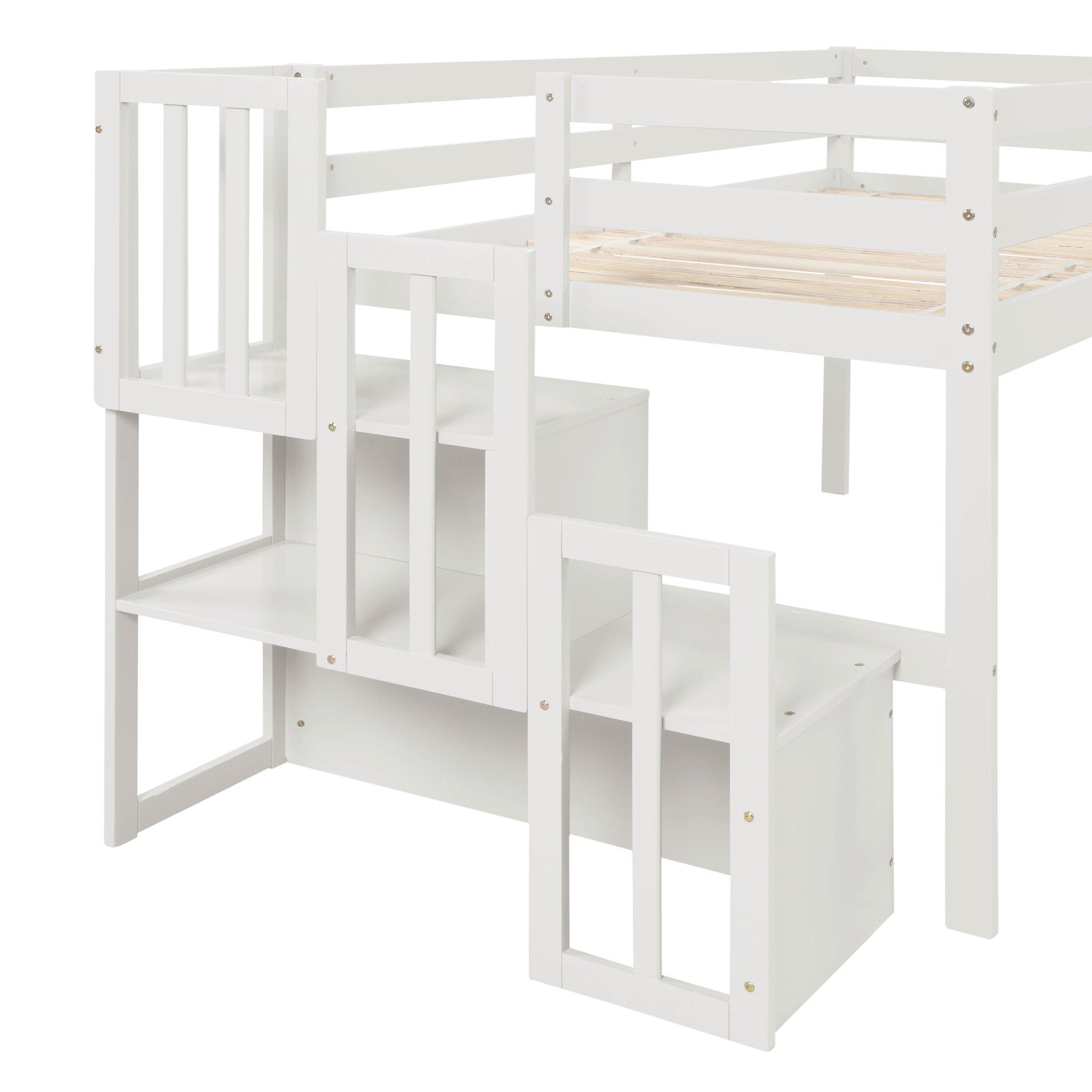 Loft Bed With Staircase - White - Image 5