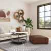 Brody - Large Square Coffee Table Pouf - Distressed Dark Brown - Image 7
