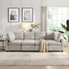 Sectional Sofa Couch Sofa Bed U-Shaped Sofa With Two Movable Ottoman And Three USB Ports For Living Room - Gray - Image 10