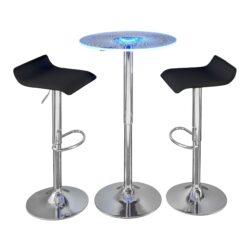 Spyra Ale - 3 Piece Contemporary Adjustable Bar With Light Up Set - Chrome / Clear / Black