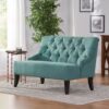 Nicole - French Style Upholstered Loveseat With Tufted Backrest - Teal - Image 2