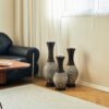 Desktop Vase, Classic And Neat Floor Vase, High Independent Flower Stand, Home Decoration Flower Stand (Set of 3) - Brown White - Image 15