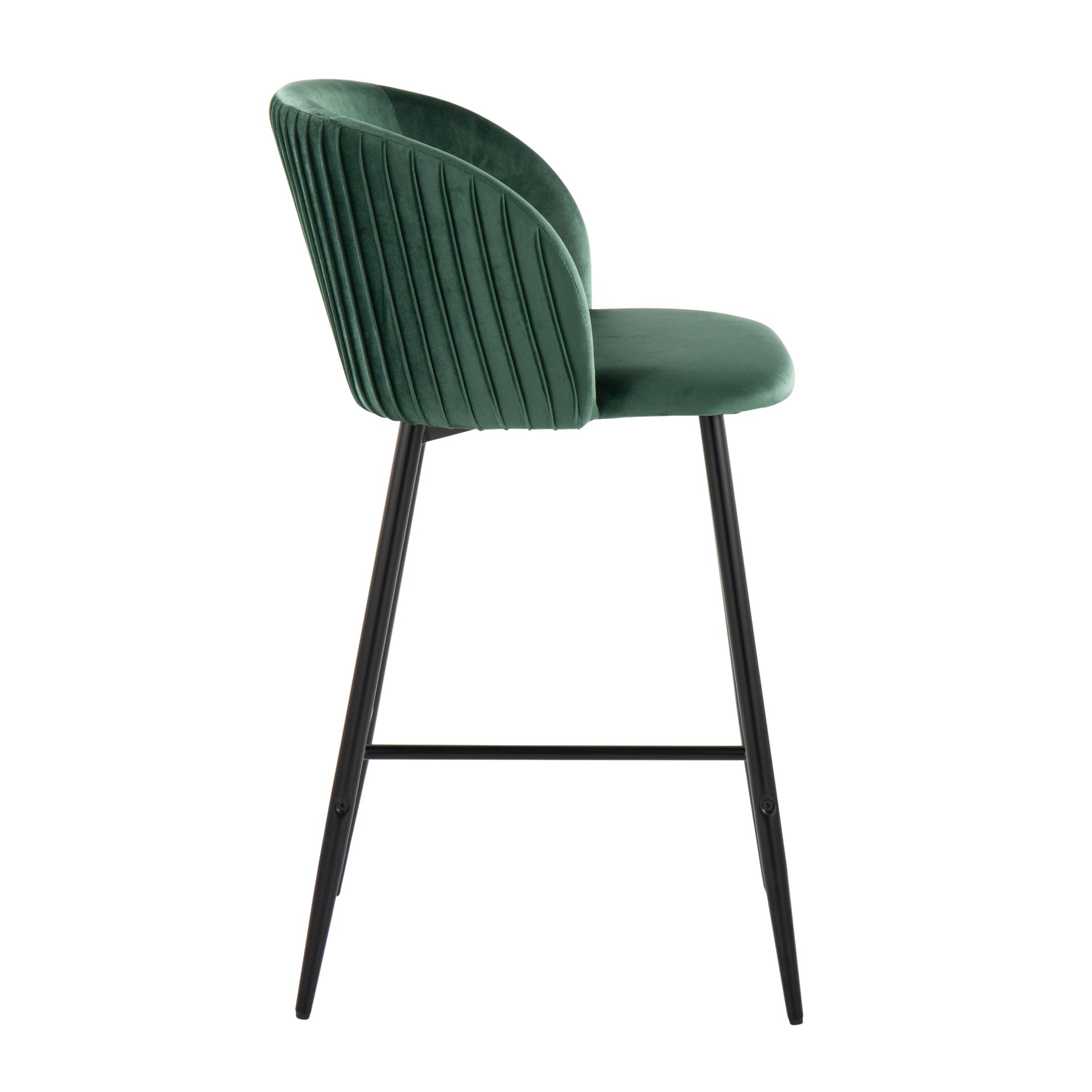 Fran - Pleated Contemporary Fixed Height Counter Stool (Set of 2) - Black / Green - Image 3