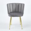 Modern Dining Chair (Set of 2) With Golden Iron Legs, Velvet Backrest, Comfortable For Dining And Living Room - Gray - Image 5