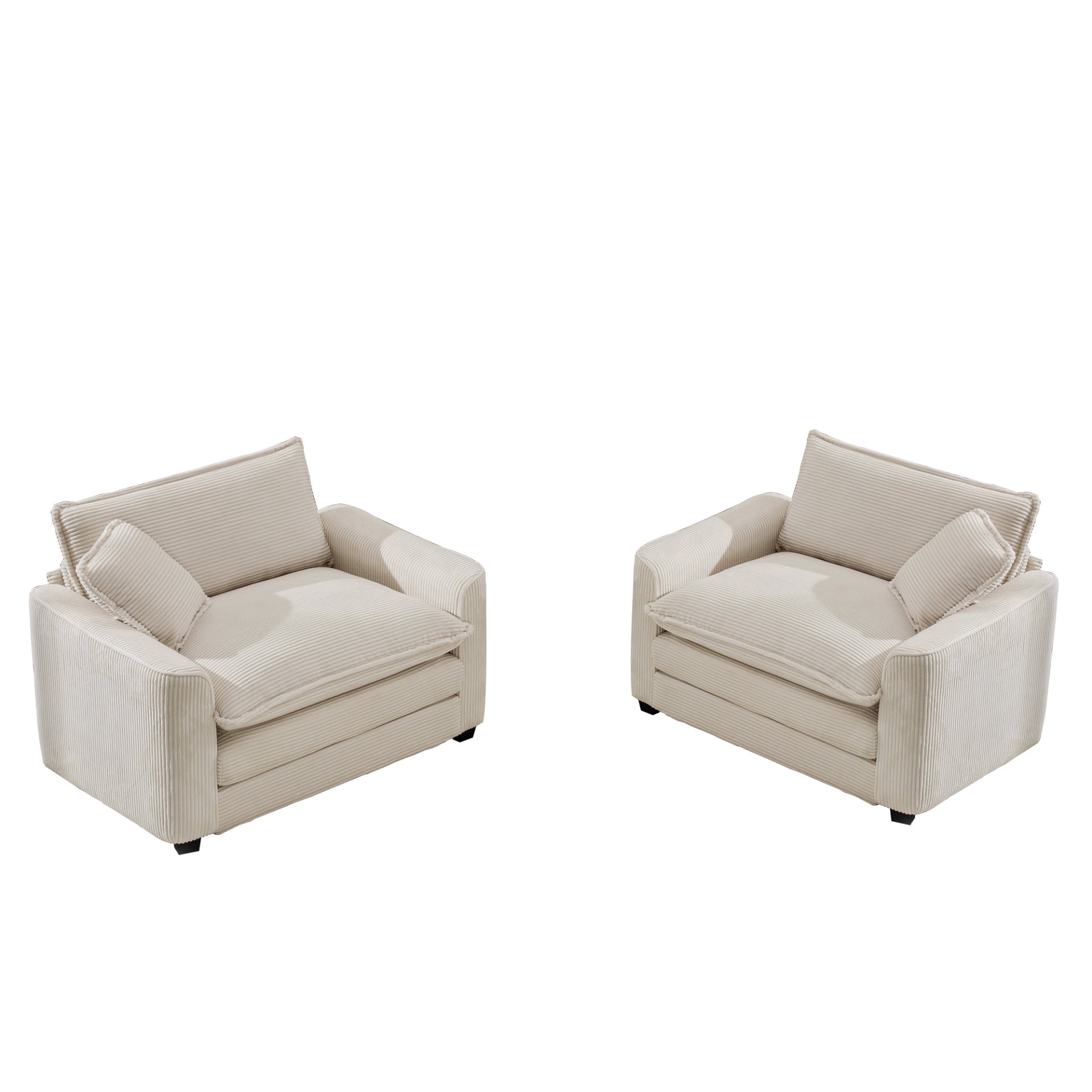 Luxurious And Sophisticated Deep Seated Sofa Set With 2 Single Sofas - Beige - Image 15
