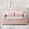 Multi Functional Sofa Bed With Cup Holder And USB Port For Living Room Or Apartments - Pink - Image 3