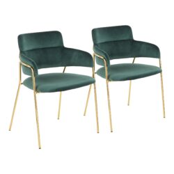 Napoli - Contemporary Chair (Set of 2) - Gold / Emerald Green