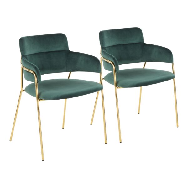 Napoli - Contemporary Chair (Set of 2) - Gold / Emerald Green